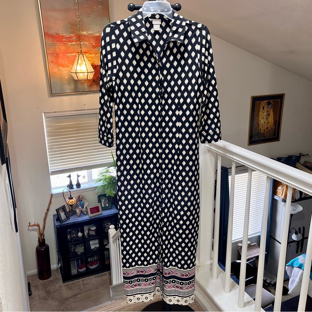 Chicos Diamond-Print Collared Button Front Maxi D… - image 4